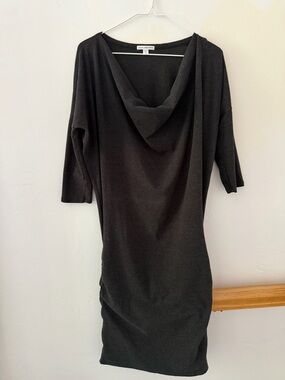 James Perse Black Cowl-Neck Sweater Dress